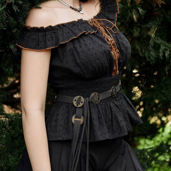 Women Renaissance Waist Belt Faux Leather Victorian Medieval Costume Accessory - Picture 6 of 7